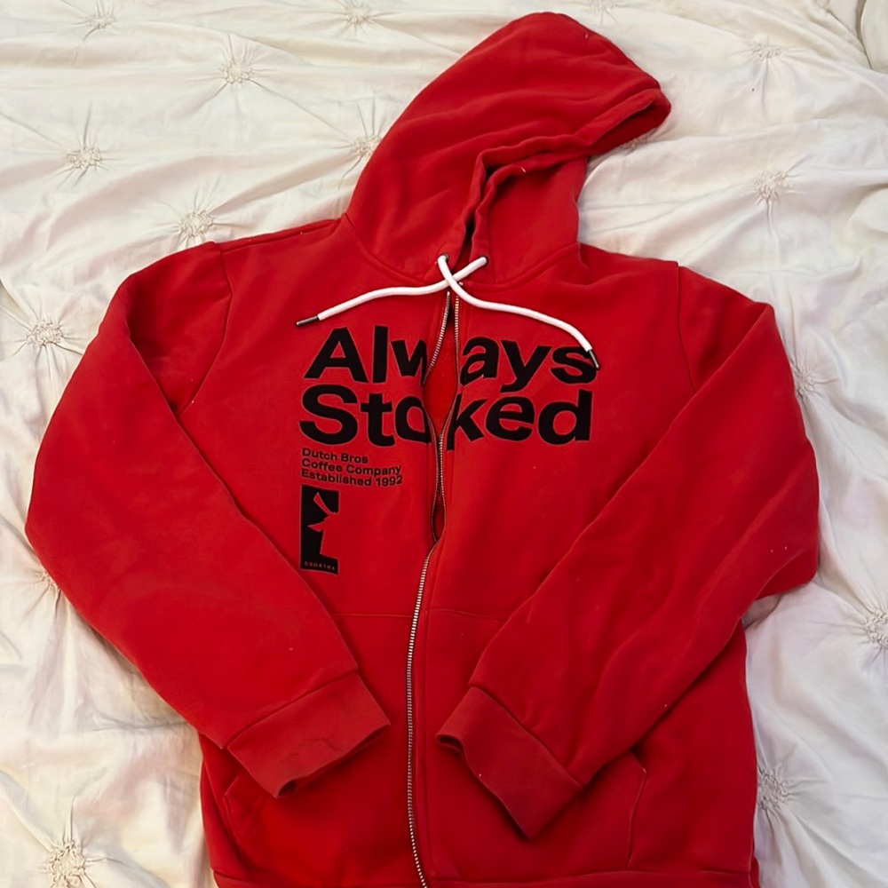 Dutch Bros Red Zip-Up Hoodie